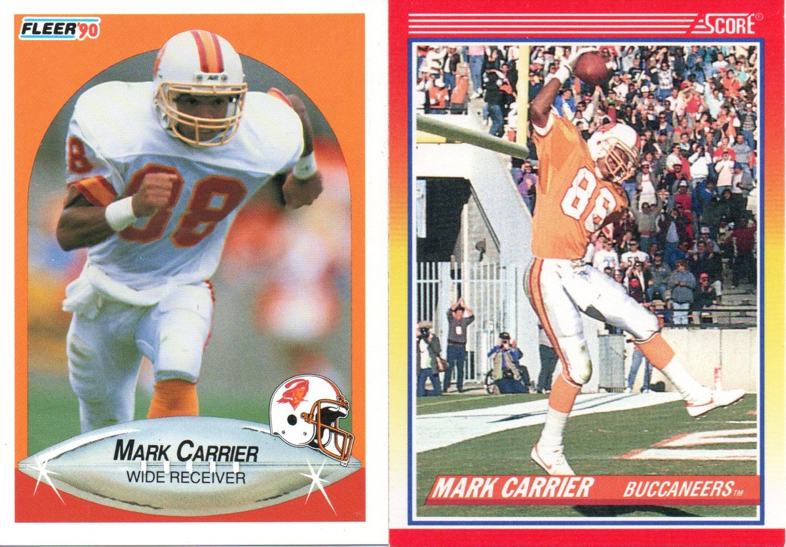 1991 Score Football Card Mark Carrier WR Tampa Bay Bucs sun 0618